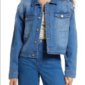 Blue denim jean jacket in size US 8